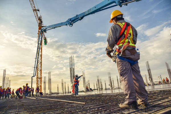 Construction site with workers