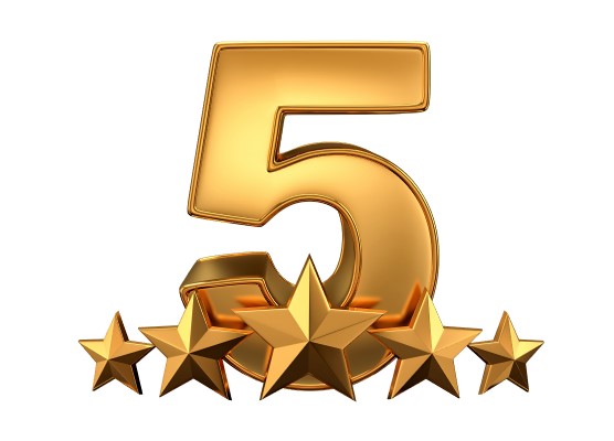 Gold five and five stars