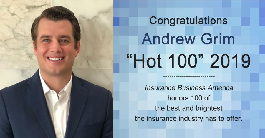 Hot 100 Award with headshot of Andrew Grim