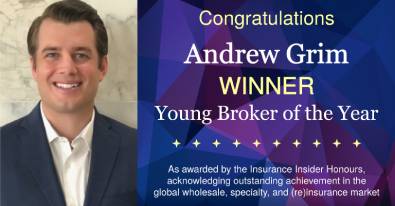 Young Broker of the Year award with Andrew Grim headshot