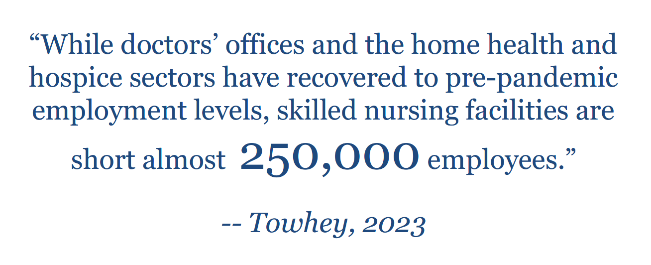skilled nursing facilities are short almost 250,000 employees