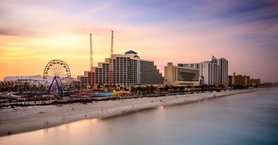 Daytona beach at sunset