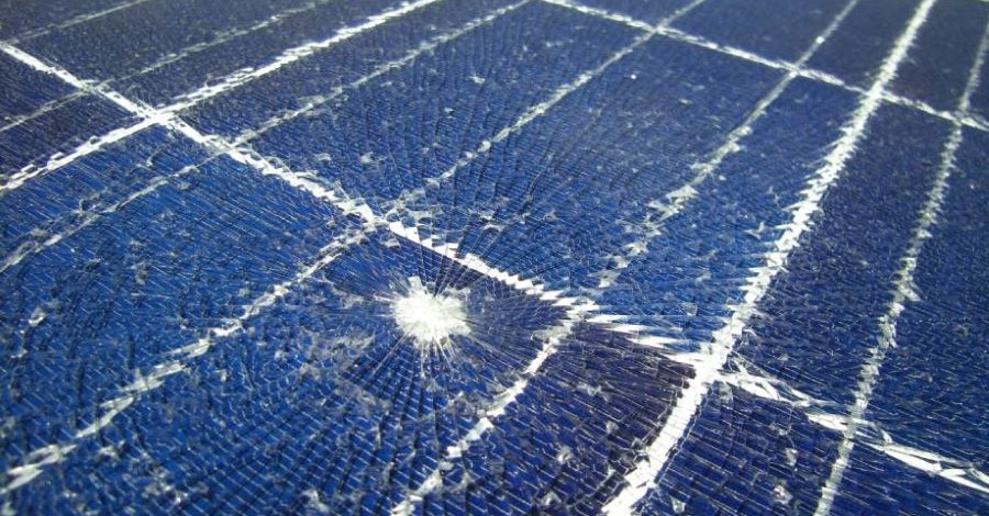 Broken solar panel