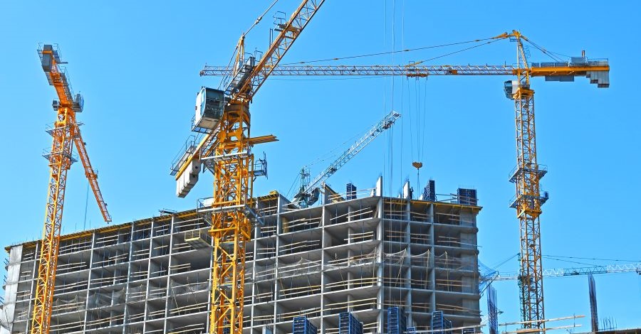 Construction site with cranes