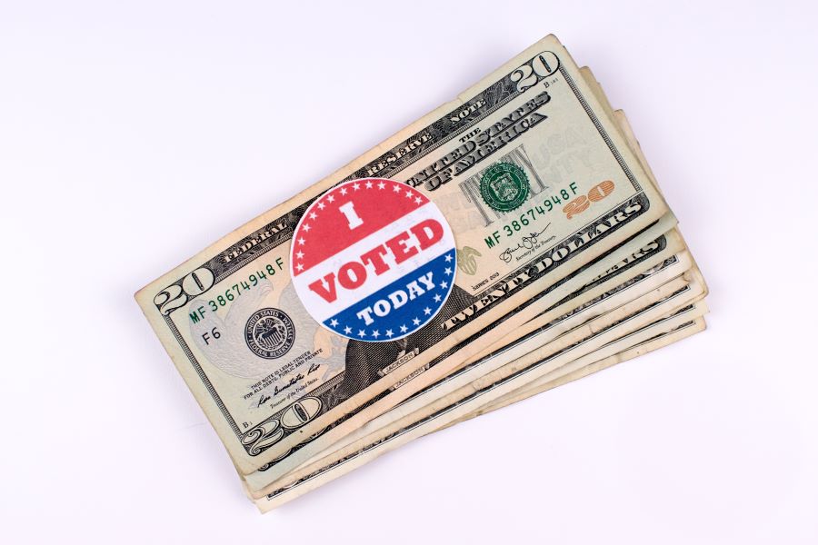 I voted sitcker on stack of money